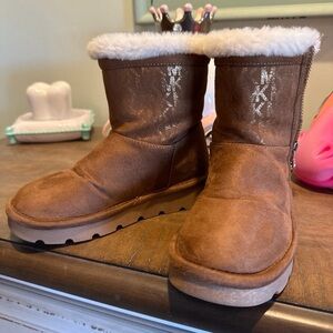 Michael Kors Brown Suede Kids Fur-Lined Boots